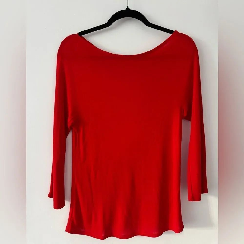 Valentino Vibrant Red Long Sleeve Boatneck Top